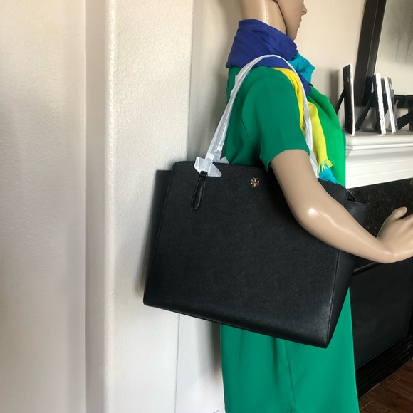 Tory Burch Emerson Top Zip Tote Black  Leather 64190 - Picture 6 of 11